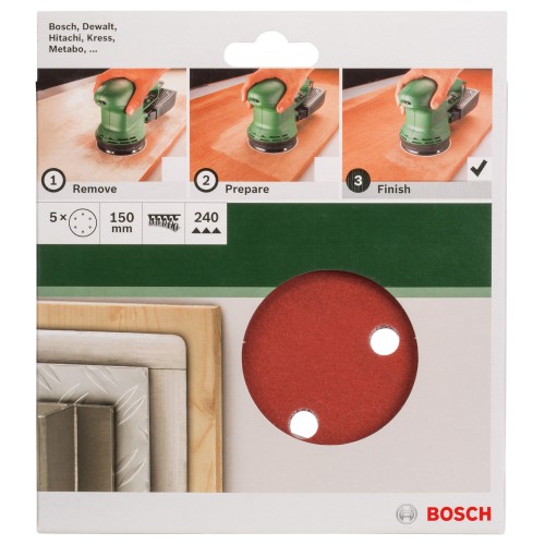 Set de hojas de lija de 5 piezas para lijadora excéntricaG = 240