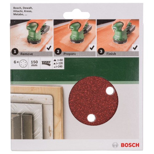 Set de hojas de lija de 6 piezas para lijadora excéntrica150 mm