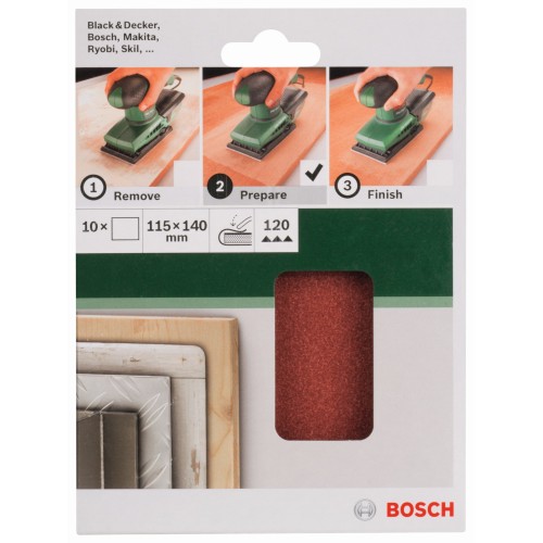 Set de hojas de lija de 10 piezas para lijadora orbitalG = 120