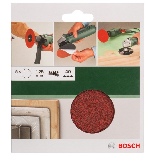 Set de hojas de lija de 5 piezas para amoladora angular y taladradoraD = 125 mm; G = 40, 5 unidades