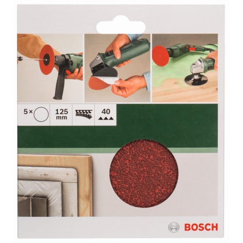 Set de hojas de lija de 5 piezas para amoladora angular y taladradoraD = 125 mm; G = 40, 5 unidades