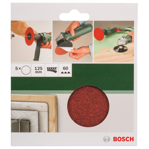 Set de hojas de lija de 5 piezas para amoladora angular y taladradoraD = 125 mm; G = 60, 5 unidades