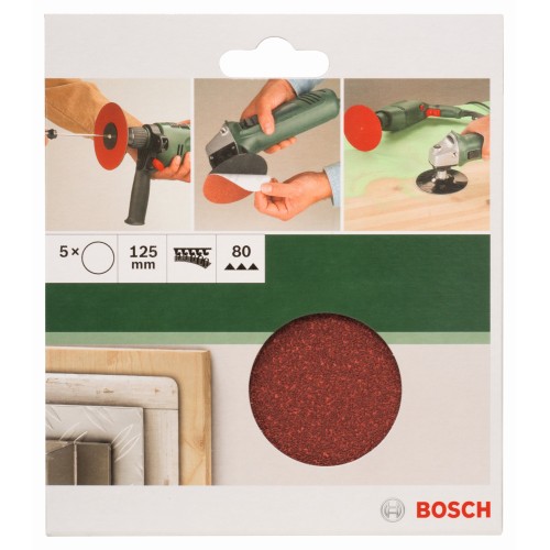 Set de hojas de lija de 5 piezas para amoladora angular y taladradoraD = 125 mm; G = 80, 5 unidades