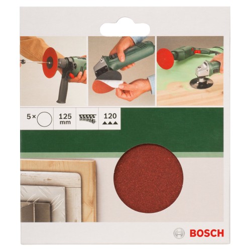 Set de hojas de lija de 5 piezas para amoladora angular y taladradoraD = 125 mm; G = 120, 5 unidades