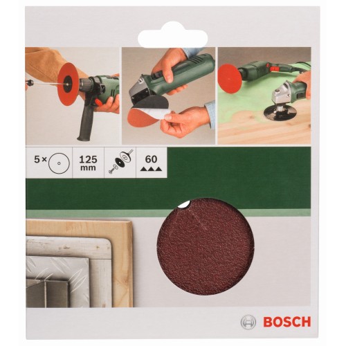 Set de hojas de lija de 5 piezas para taladradoraD = 125 mm; G = 60, 5 unidades