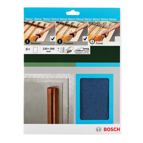 Hoja de lija manual para metal, 230 x 280 mm, P40/80/120
