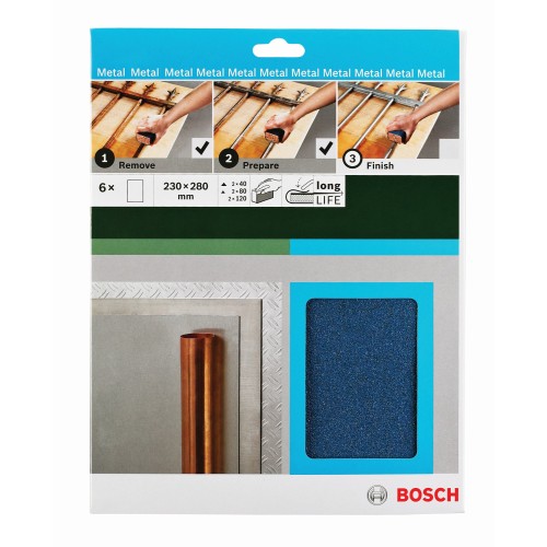 Hoja de lija manual para metal, 230 x 280 mm, P40/80/120