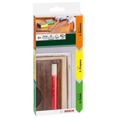 3 esponjas de lijar, flat+edge97 x 69 x 26 mm, M, F, SF