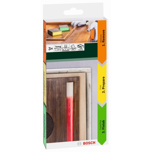 3 esponjas de lijar, flat+edge97 x 69 x 26 mm, M, F, SF