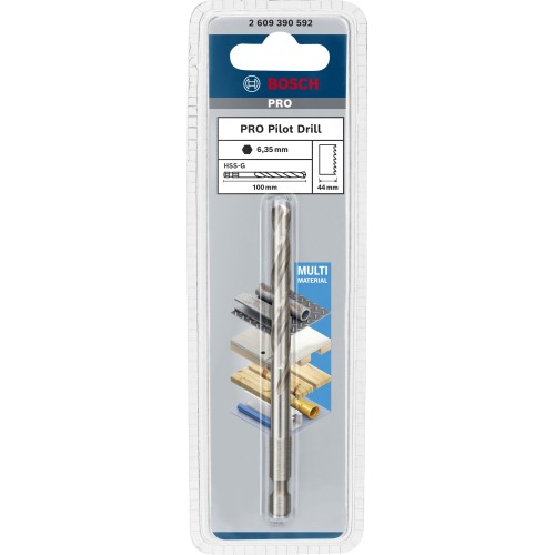 PRO Pilot Drill Bit, sierra de corona con sistema Quick Change HSS-G de 6,35 x 100 mm