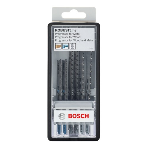 Set de hojas de sierra de calar Robust Line Progressor for Wood and Metal con vástago de inserción en T, 6 unidades