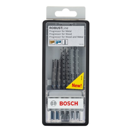 Set de hojas de sierra de calar Robust Line Progressor for Wood and Metal con vástago de inserción en U, 6 unidades