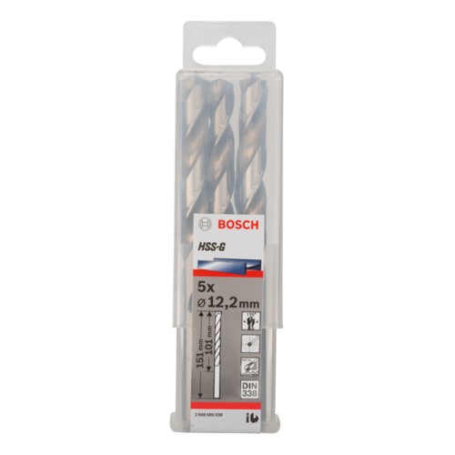 Broca helicoidal PRO Metal HSS-G, longitud estándar, 12,2 x 101 x 151 mm, 5 unidades