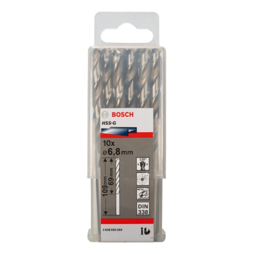 Broca helicoidal PRO Metal HSS-G, longitud estándar, 6,8 x 69 x 109 mm, 10 unidades