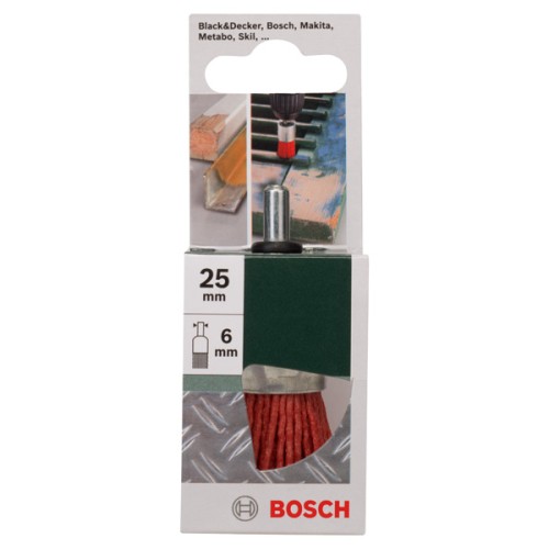 Cepillo de acabado para taladros: alambre de nylon con abrasivo recubierto de óxido de aluminio K80, 25 mm