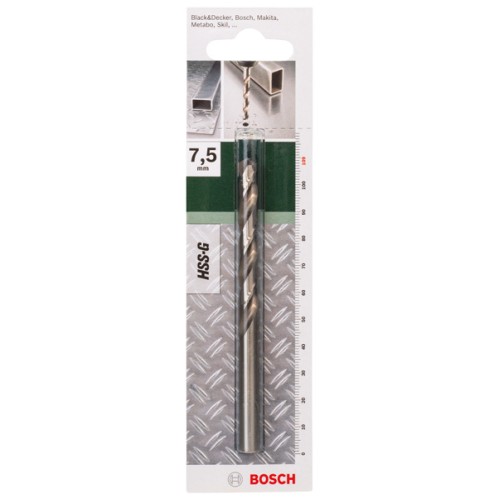 Broca para metal HSS-G, DIN 338D = 7,5 mm; L = 109 mm