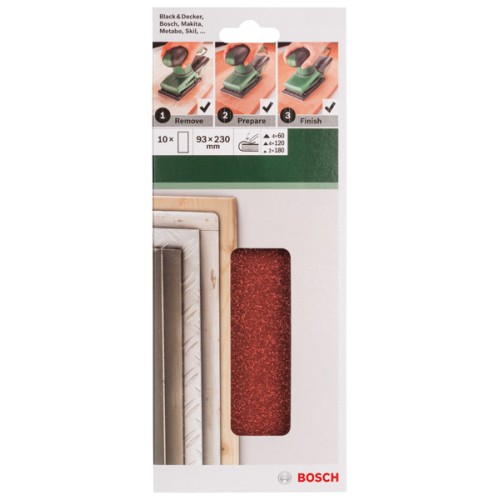 Set de hojas de lija de 10 piezas para lijadora orbitalG = 60, 120, 180