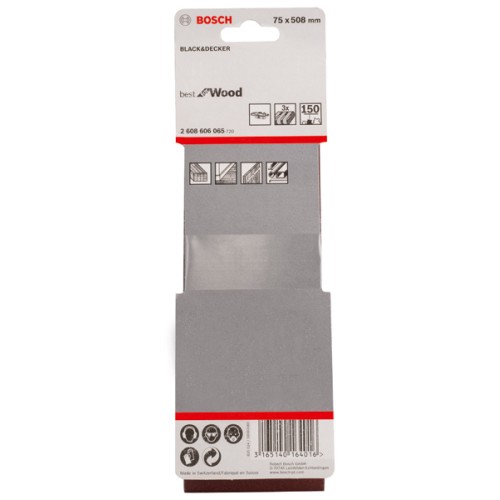 Banda de lija PRO X440, 75 x 508 mm, G150, 3 unidades