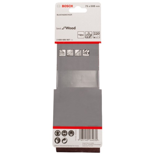 Banda de lija PRO X440, 75 x 508 mm, G220, 3 unidades