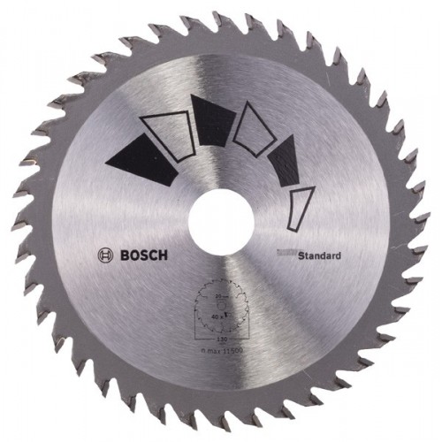 Hoja de sierra circular STANDARDD = 130 mm; taladro= 20 mm; T = 40