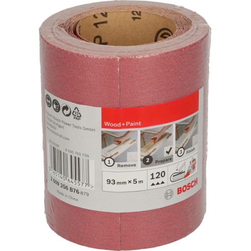 Rollo de lija para madera y pintura, 93 mm x 5 m, P120