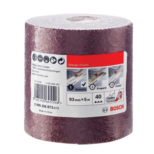 Rollo de lija para madera y pintura, 93 mm x 5 m, P40
