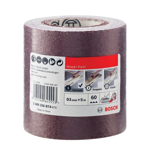 Rollo de lija para madera y pintura, 93 mm x 5 m, P60