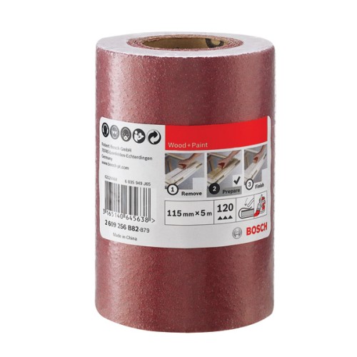 Rollo de lija para madera y pintura, 115 mm x 5 m, P120