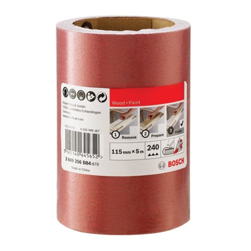 Rollo de lija para madera y pintura, 115 mm x 5 m, P240