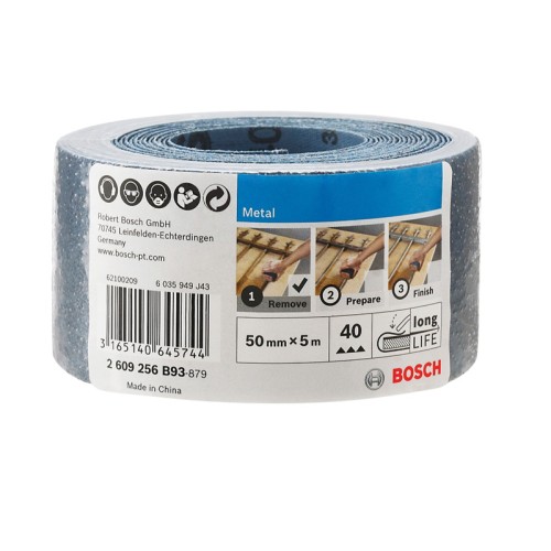Rollo de lija para metal, 50 mm x 5 m, P40