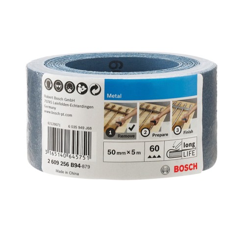 Rollo de lija para metal, 50 mm x 5 m, P60