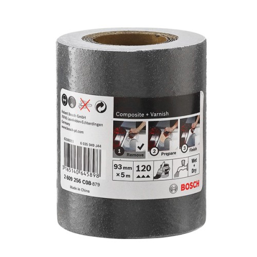 Rollo de lija SiC impermeable, 93 mm x 5 m, P120