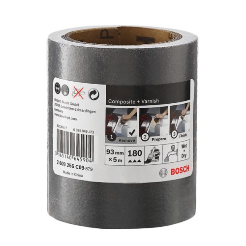 Rollo de lija SiC impermeable, 93 mm x 5 m, P180