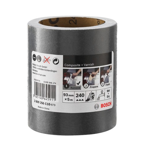 Rollo de lija SiC impermeable, 93 mm x 5 m, P240