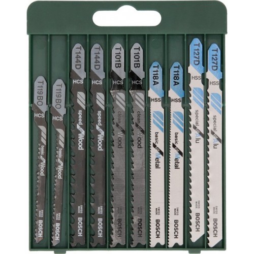 Set de 10 hojas de sierra de calar vástago en TT 101 B (2x); T 144 D (2x); T 119 BO (2x); T 118 A (2x); T 127 D (2x)