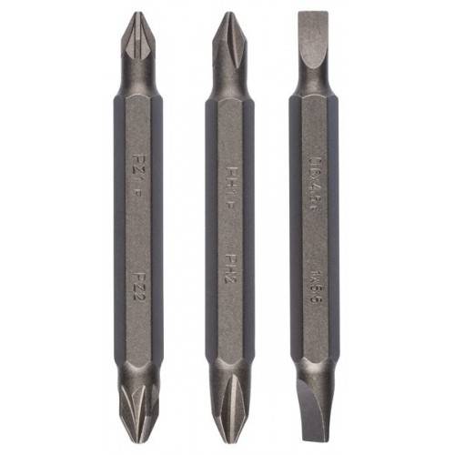 Set de 3 puntas dobles de atornillar, mixto (S, PH, PZ)