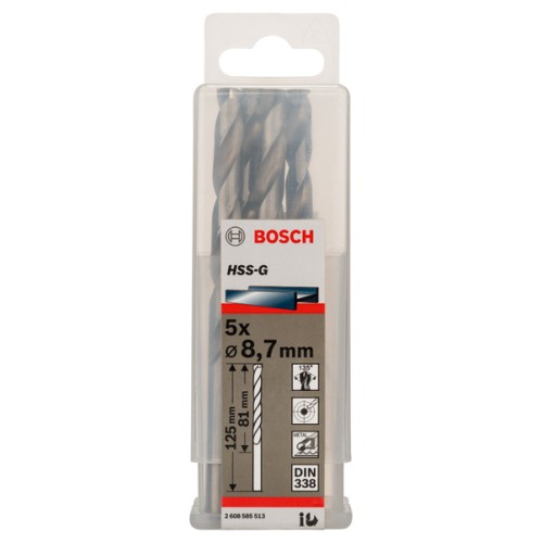 Broca helicoidal PRO Metal HSS-G, longitud estándar, 8,7 x 81 x 125 mm, 5 unidades