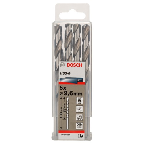 Broca helicoidal PRO Metal HSS-G, longitud estándar, 9,6 x 87 x 133 mm, 5 unidades