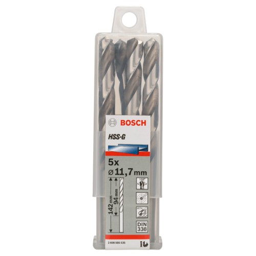 Broca helicoidal PRO Metal HSS-G, longitud estándar, 11,7 x 94 x 142 mm, 5 unidades