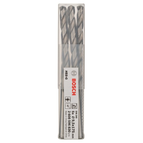 Broca helicoidal PRO Metal HSS-G larga, 9,5 x 115 x 175 mm, 5 unidades
