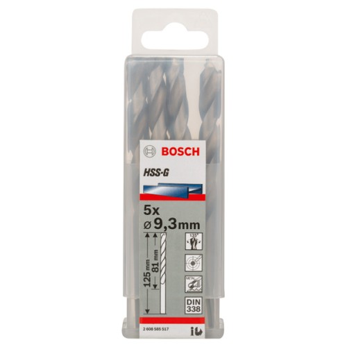 Broca helicoidal PRO Metal HSS-G, longitud estándar, 9,3 x 81 x 125 mm, 5 unidades