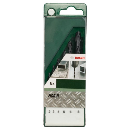 Set de 6 brocas para metal HSS-R, DIN 3382,0; 3,0; 4,0; 5,0; 6,0; 8,0 mm