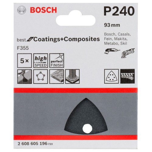 Hoja de lija PRO F355, 93 mm, G240, 5 unidades