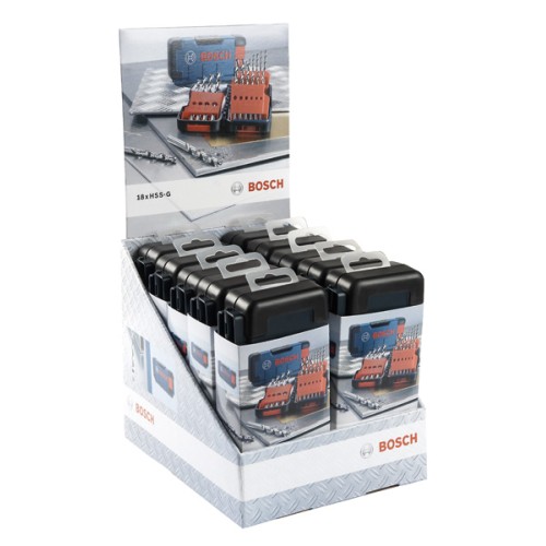 Expositor con set de brocas para metal Toughbox de 10x18 unidades HSS-G, DIN 338, 135° 1- 10 mm