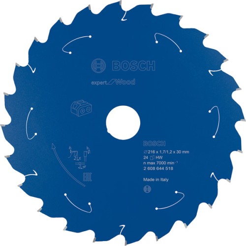 Disco de sierra circular Expert for Wood para sierras sin cables 216 x 1,7/1,2 x 30 T24