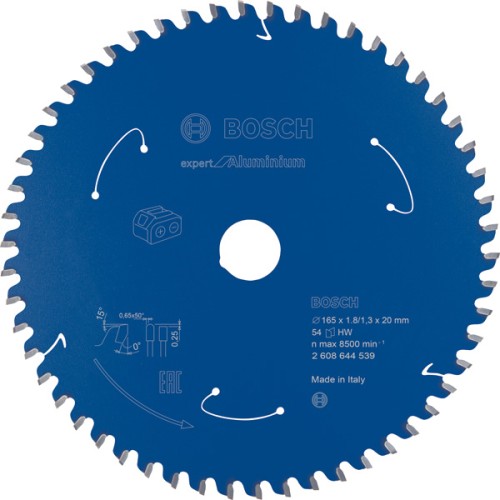 Disco de sierra circular Expert for Aluminium para sierras sin cables 165 x 1,8/1,3 x 20 T54