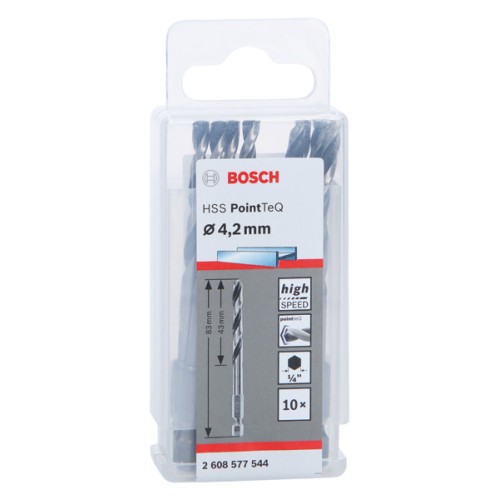 Broca hexagonal HSS PointTeQ de 4,2 mm, 10 unidades