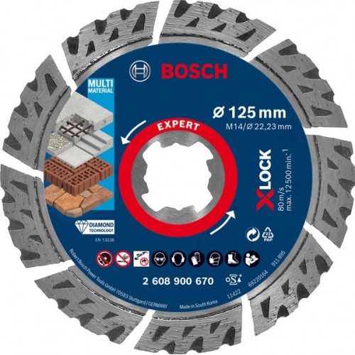 Disco de corte de diamante EXPERT MultiMaterial X-LOCK de 125 x 22,23 x 2,4 x 12 mm
