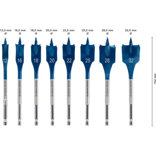 Set de brocas fresadoras planas EXPERT Self Cut Speed de 12/16/18/20/22/25/28/32 mm, 8 unidades
