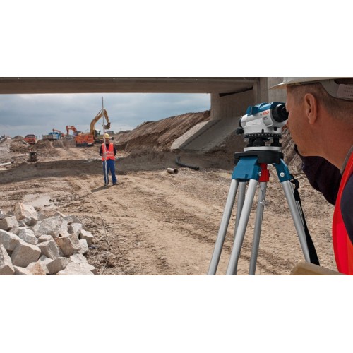 Bosch Professional Nivel Óptico GOL 20 G (aumento 20x, BT 260, GR 500, unidad de medida: 400 Gon, alcance: hasta 60 m, en maletín de transporte)